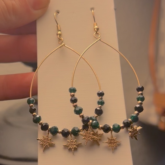 NWT Gold Beaded Celestial Star Drop Earrings - Picture 6 of 8